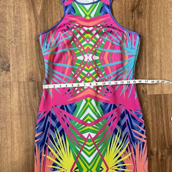 Alice & Trixie Claire Bright Palm Print Scuba Dress Sz M - Picture 7 of 13